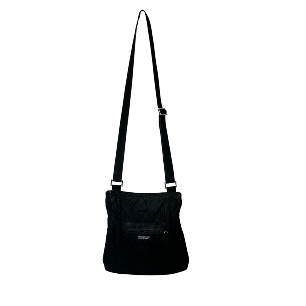 Vera Bradley Women’s Black Crossbody with Pocket and Cheetah Print Lining GUC